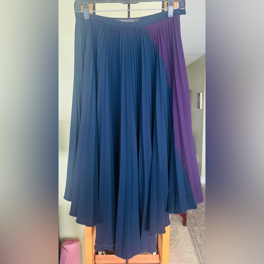 Timo Weiland Blue Maxi A-Line Skirt with side Hombre Navy to Purple Plum Size 0